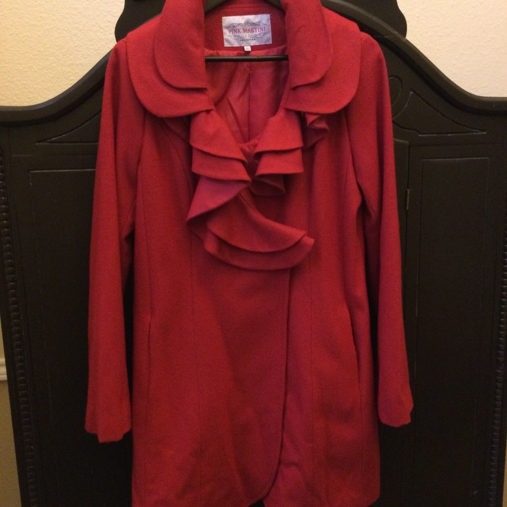 Bright Red Ruffled Coat